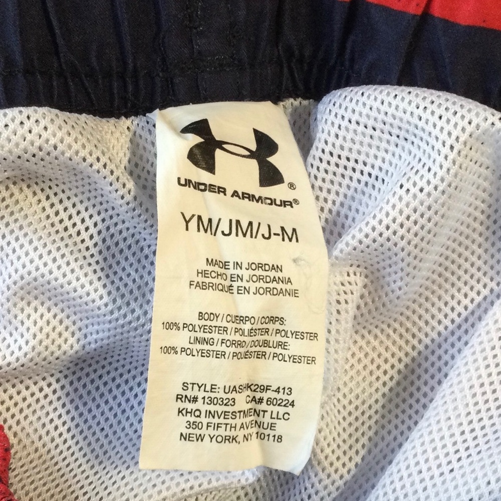 Under Armour  Boys Size Youth Medium Red/White/Blue Star Print Swim Shorts - Picture 3 of 3